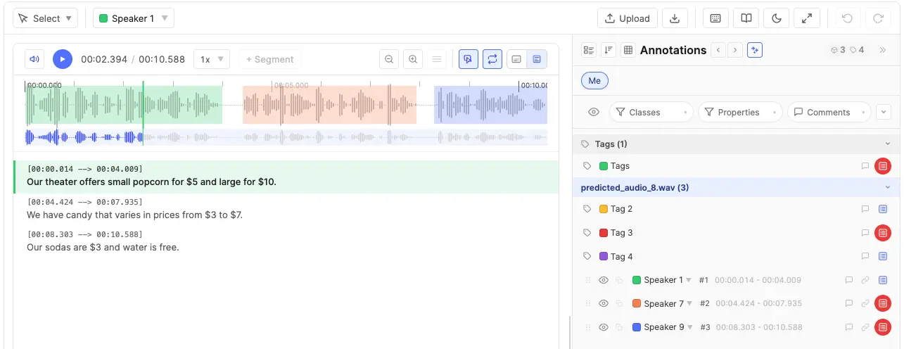 Editor layout: tool dropdown, class selector, canvas, and annotations panel