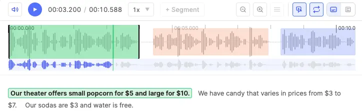 Segment instance on a timeline