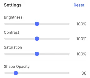 Settings popup