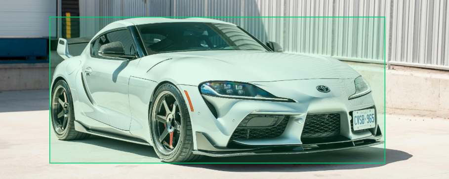 A car annotated with a simple boundig box
