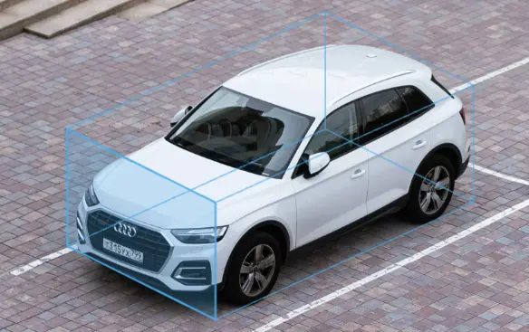 A vehicle annotated with a cuboid