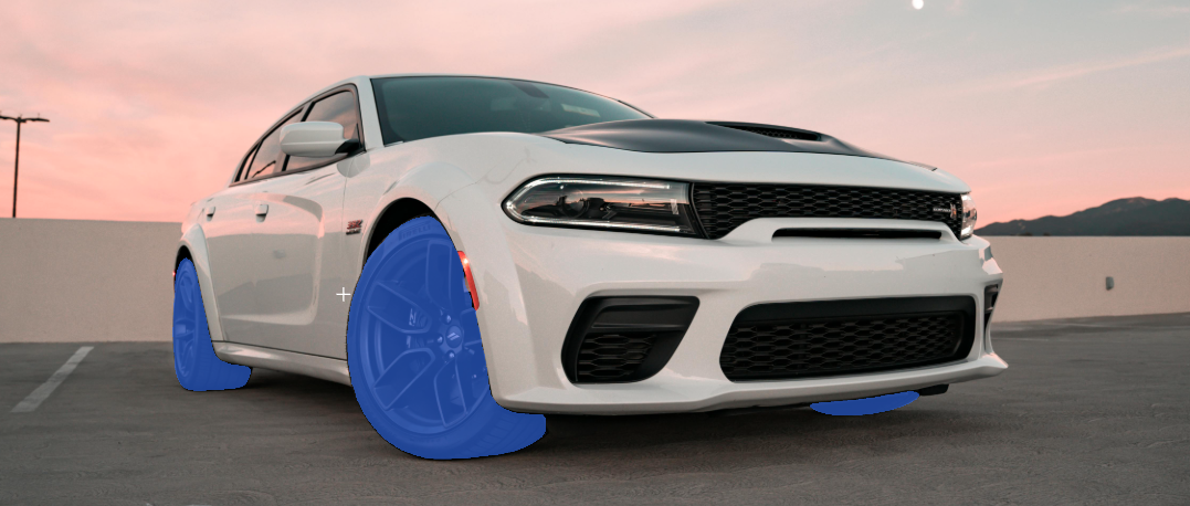 A car wheels annotated with a masks