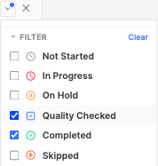 Status filter with active selection