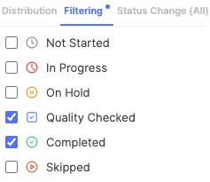 Status filter with active selection