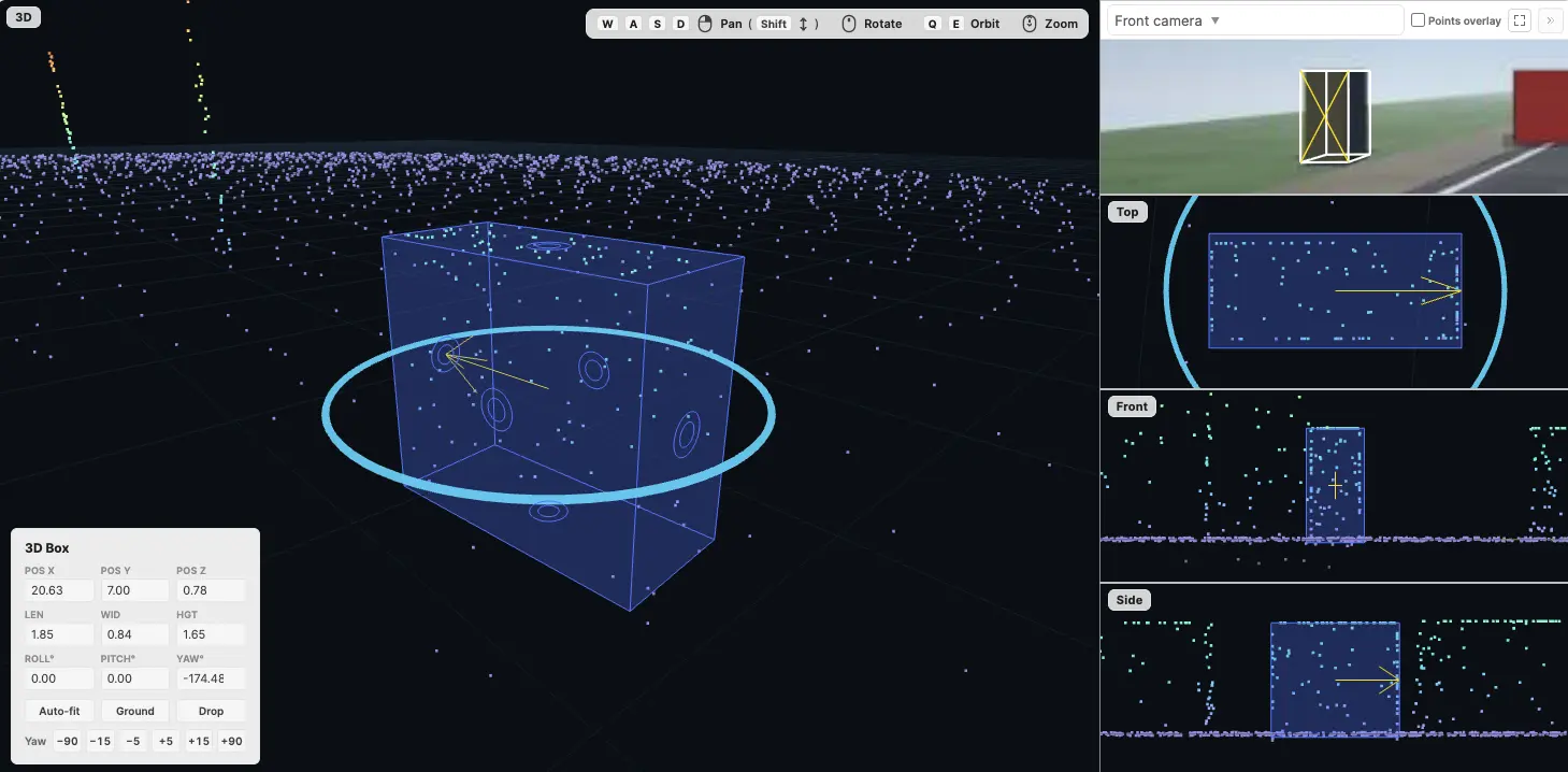 A 3D box object in the canvas
