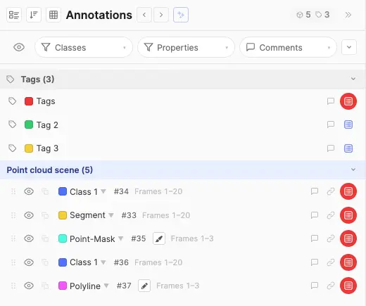 Right panel in instance view
