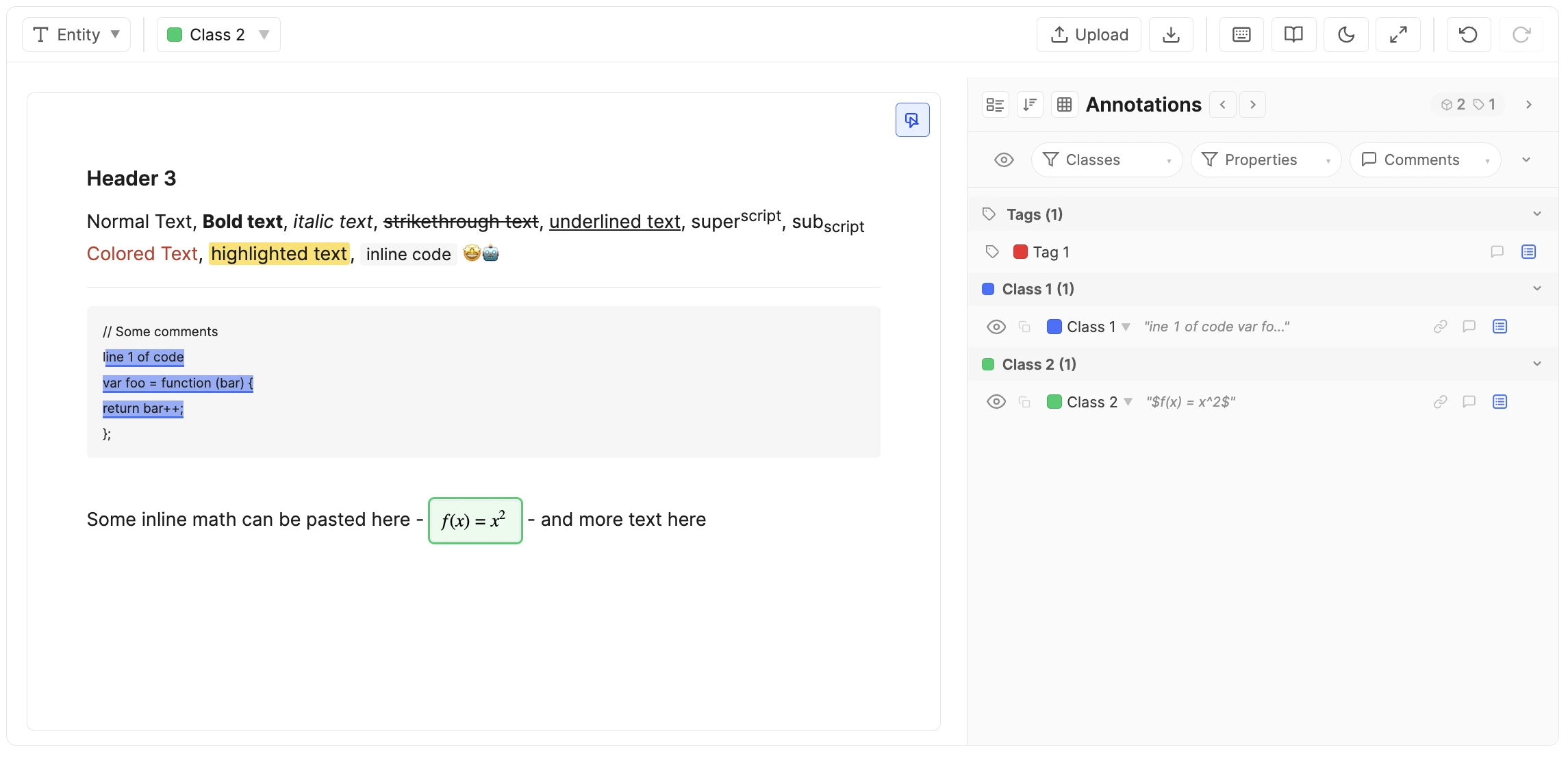 Editor layout in annotation mode
