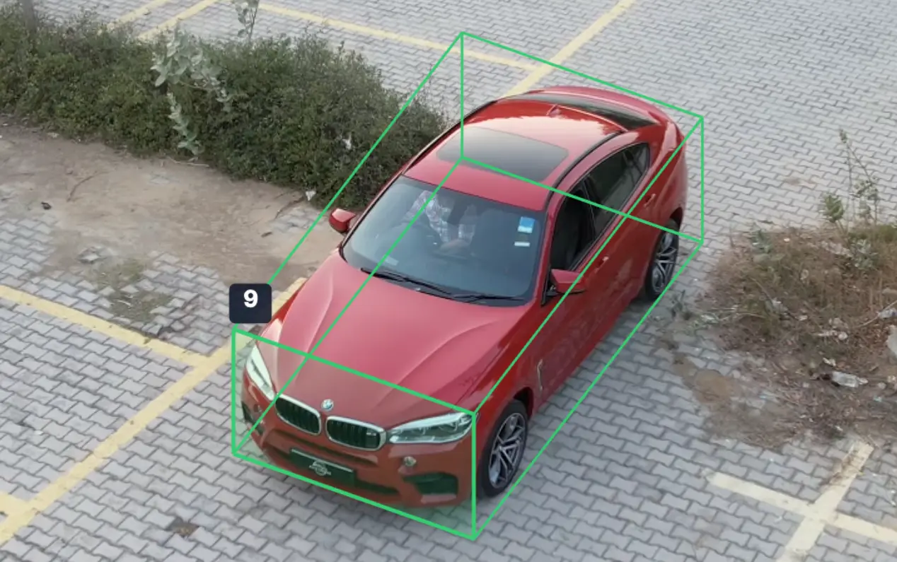 A vehicle annotated with a cuboid
