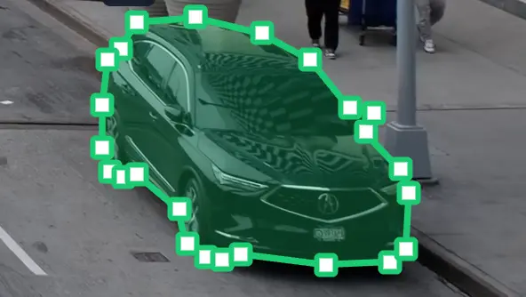 A car annotated with a simple polygon