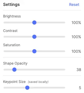 Settings popup